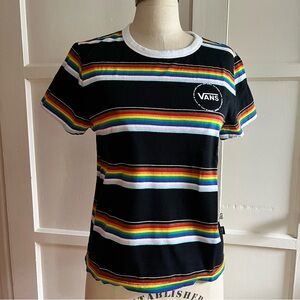 Vans•Black Rainbow Pride Stripe Tee•XL Youth